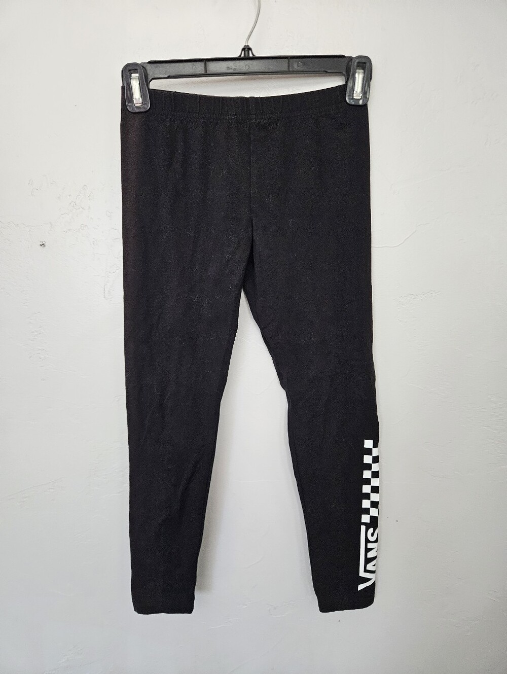 Vans Black Girls Small 7/8 Stretch Leggings with Checker Logo Skater Comfy